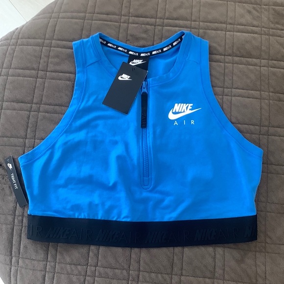 Nike Air NWT Blue Zip Front Cropped Tank Top size Large - Picture 5 of 12